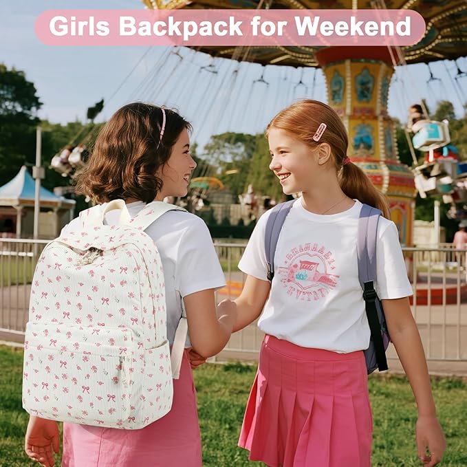 School Backpack for Teens Large Corduroy Bookbag Lightweight 15.6 inch Laptop Bag for Girls Women Casual High School College