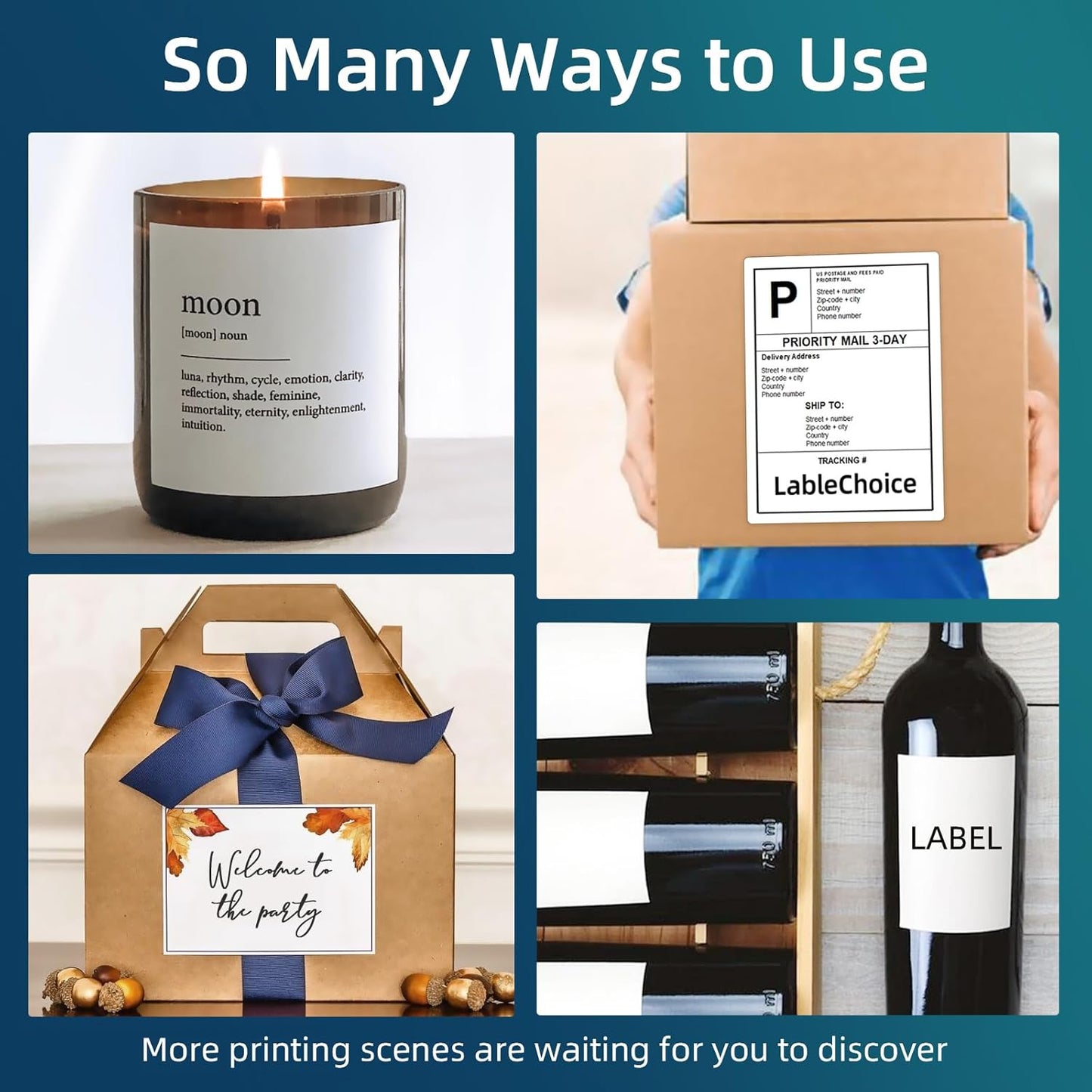 100 Sheets 400 Pcs 4"x5" 4 Up Shipping Address Labels for Laser & Inkjet Printers, Permanent Adhesive 4 per Page Shipping Labels, 4 to a Page Labels, 4 Stickers per Sheet