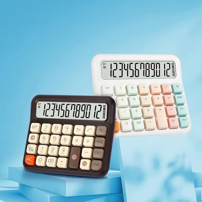 Pendancy Calculators Desktop 12 Digit, Gradient Pink Cute Basic Calculator with Extra Large LCD Display and Buttons, for Office, School, Home Use