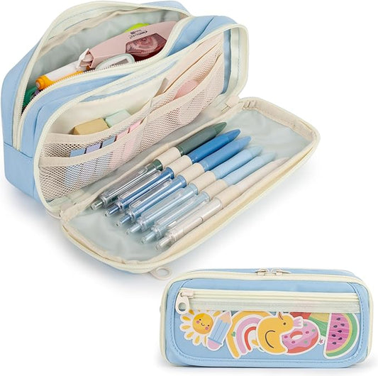 Large Capacity Pencil Case with Compartments, School Pencil Bags with Zipper, Big Storage Pen Bag for Teen Girl Boy Men Women, Adult Stationery Pen Bag for School College and Office