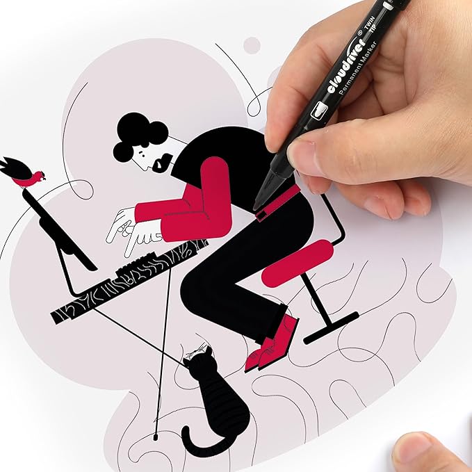 cloudriver Ultra Fine Permanent Markers, 24 Count Twin Tip Permanent Marker Set, 3 Assorted Colors, Ultra Fine Piont And Fine Piont Permanent Marker for Signature And Marking