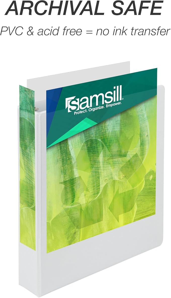 Samsill Plant-Based 1.5 Inch Durable Round Ring, Made in USA, View Binder, Eco-Friendly, USDA Certified Biobased, Single, White