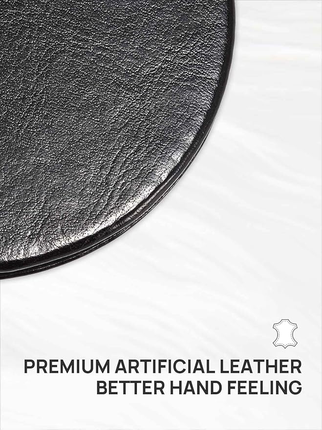 OMIRO 1X/10X Magnifying Compact Mirror with PU Leather, Ultra-Portable for Purses and Travel, Round Black