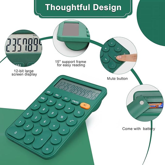Standard Calculator 12 Digit,6.2 * 4.2in Desktop Large Display and Buttons,Calculator with Large LCD Display for Office,School, Home & Business Use,Automatic Sleep,15 °Tilt Screen