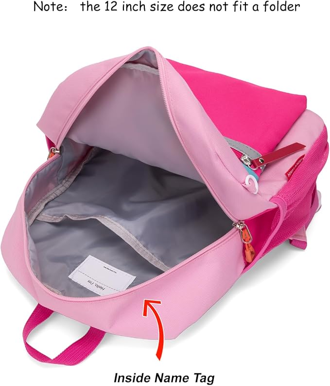 HawLander Little Kids Backpack for Girls Toddler School Bag Fits 3 to 6 years old, 12 inch, Pink