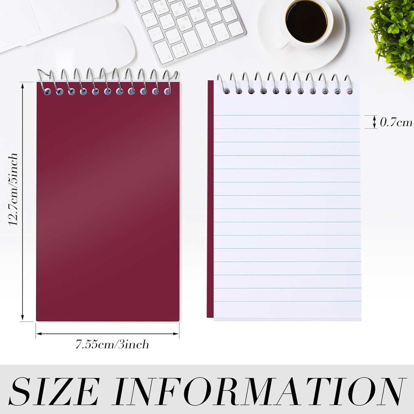 Leinuosen 24 Pcs Spiral Memo Pads 3x5 Inch 75 Sheets College Ruled Small Pocket Notebooks Little Mini Notepads Bulk Top Bound Lined Note Pads for Home School Office Travel Work (Classic Color)