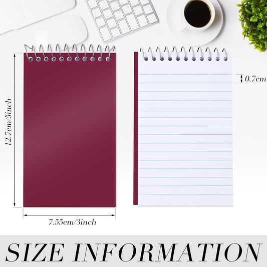 Leinuosen 24 Pcs Spiral Memo Pads 3x5 Inch 75 Sheets College Ruled Small Pocket Notebooks Little Mini Notepads Bulk Top Bound Lined Note Pads for Home School Office Travel Work (Classic Color)