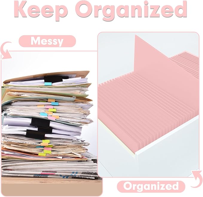 Two Pocket Folders, PANDRI 50 Pack 2 Pocket Folders, Letter Size Paper File Folder for School Office Home Business, Pink