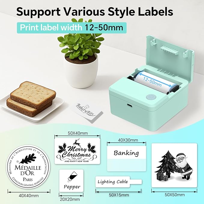 Label Maker Machine with Tape – Bluetooth Thermal Label Printer, Mini Sticker Maker for Home, Office, School & Small Business, Includes 2 Rolls of Label Paper