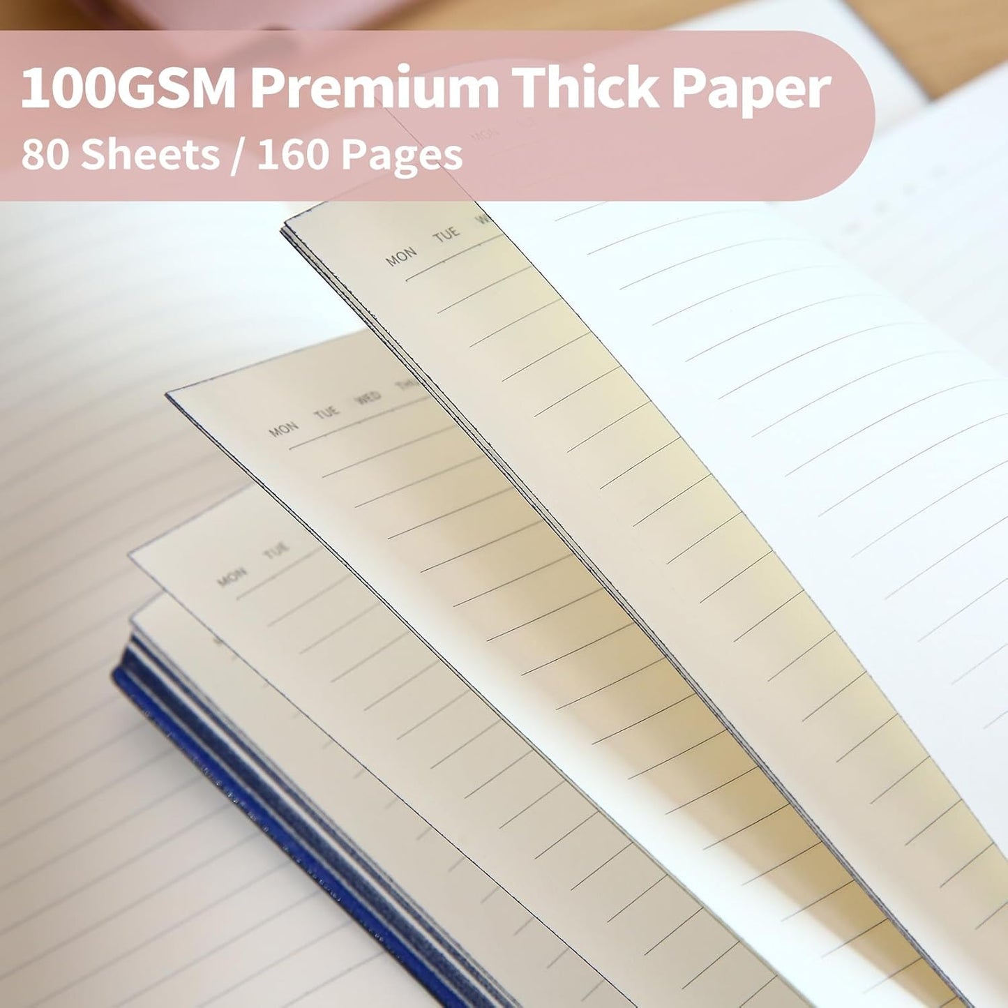 Lined Journal Notebook for Women A5 Softcover PU Leather Journals for Writing, 160 Pages Daily Journaling, College Ruled Notebooks for Work Schoo, Business 6.38'' X 8.28'' Black