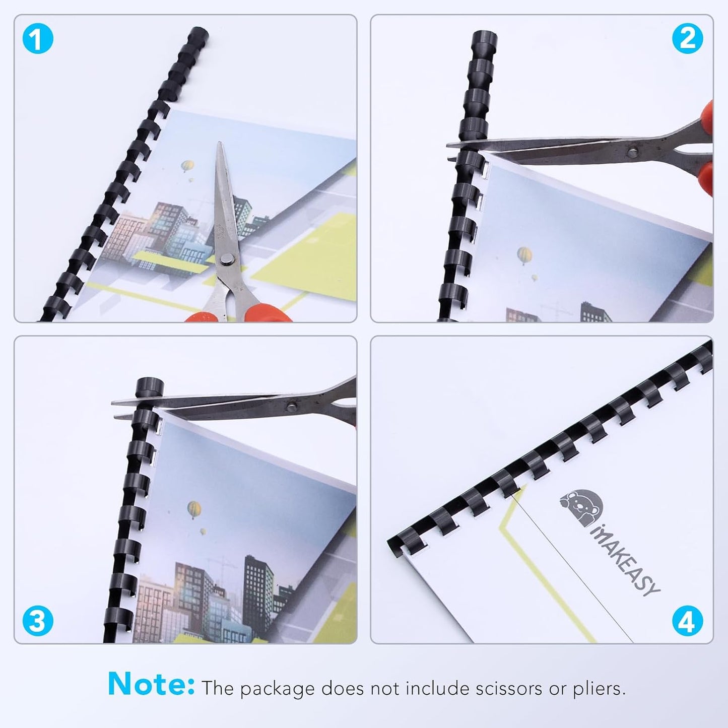 MAKEASY 100 Pack 19-Ring Comb Binding Spines for LTR, Plastic Binding Combs, 5/8Inch Diameter, 125 Sheet Capacity, Black Binding Combs