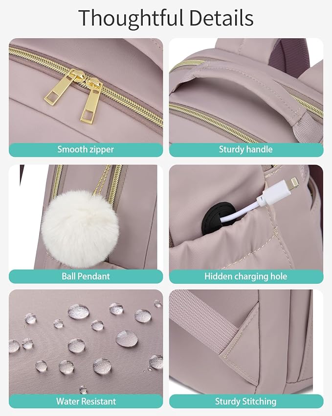 Cute Laptop Backpack Women for College, Fashion Teen Girl School Backpack Adult Bookbag for Work Office Nurse Highschool Bag, Light Purple