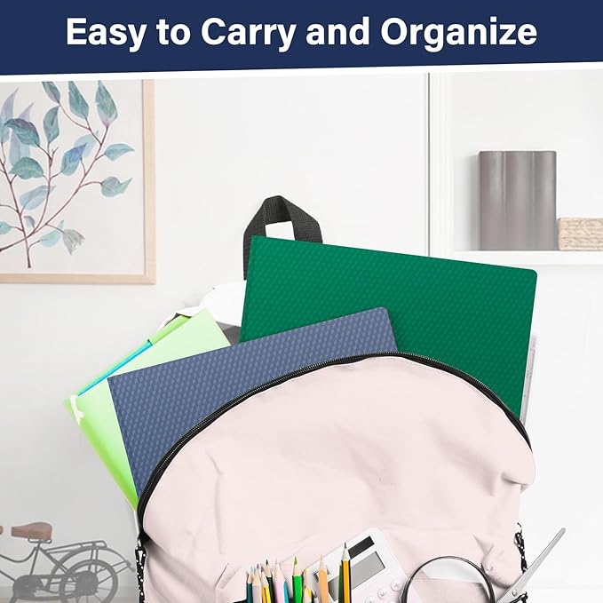 60-Pack Plastic Folders with Pockets and Prongs,2-Pocket Folders with 3 Fasteners, Poly Folders Holds 8-1/2" x 11" Paper for School/Office/Home, Blue