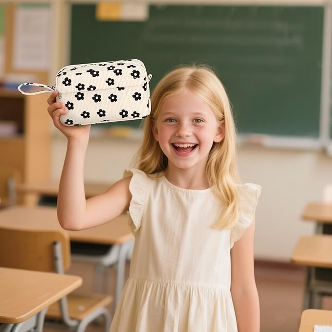 Bluboon Big Capacity Pencil Case Pencil Pouch School Supplies Cute Pencil Box Pencil Bag for Teen Girls Boys Women Man (Black Floral 95)