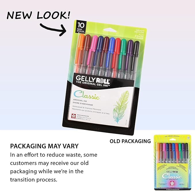 SAKURA Gelly Roll Gel Pens - Medium Point Ink Pen for Journaling, Art, or Drawing - Assorted Colored Ink - 10 Pack