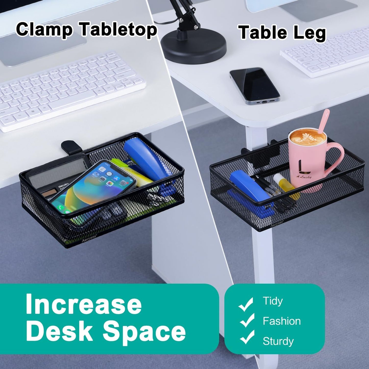 Clip-on Drawer organizers, desk organizer,can be clipped around the table to store small items. (Black - Small), Bronze Gold