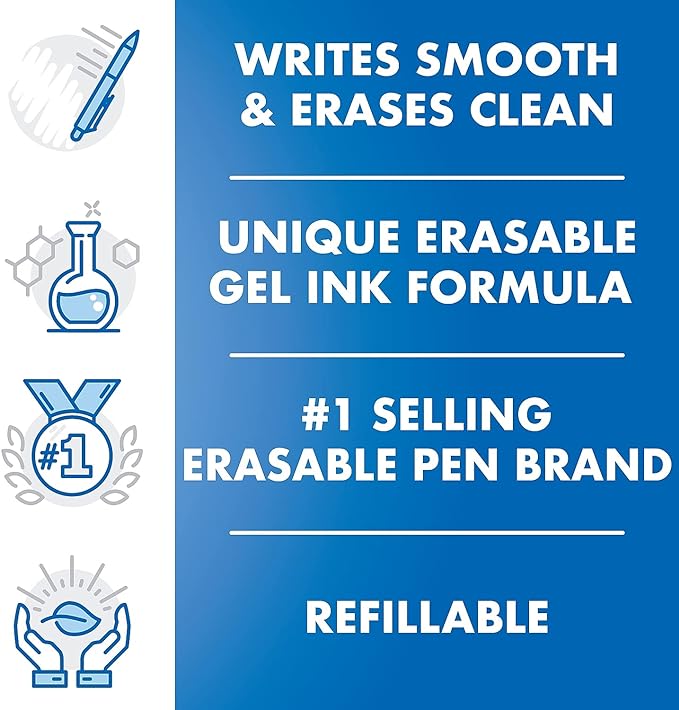 Pilot FriXion Clicker Erasable Gel Pens, Extra Fine Point 0.5 mm, Pack of 7, Assorted Colors