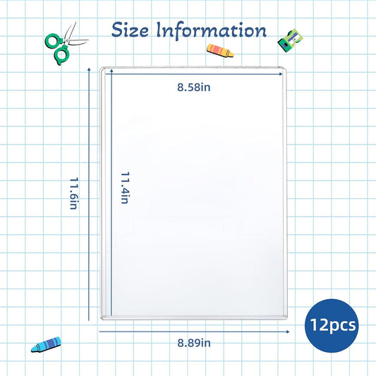 12 Pcs 8 1/2" x 11" Rigid Print Protectors - Clear Toploaders - Hard Plastic Document & Photo Sleeves - Birth Certificate Protector