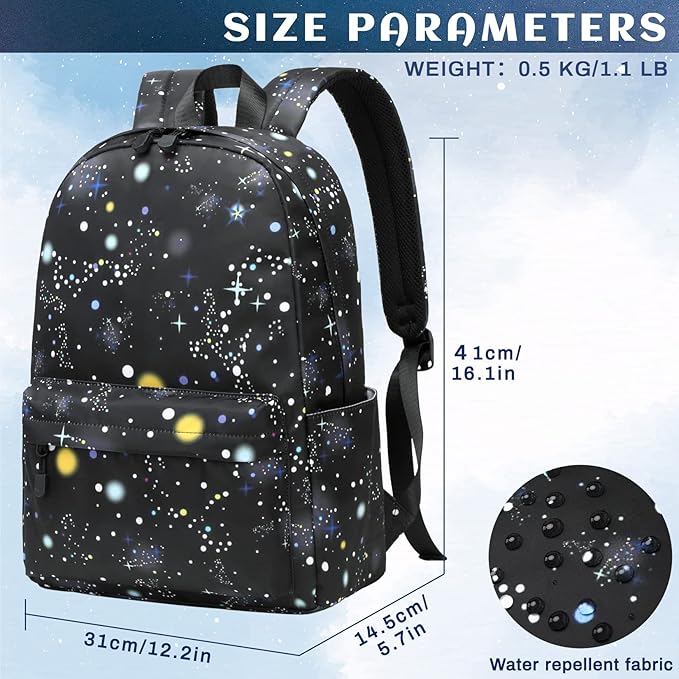 Lohol Galaxy Backpack for School Travel, Lightweight BookBag for Girls Kids