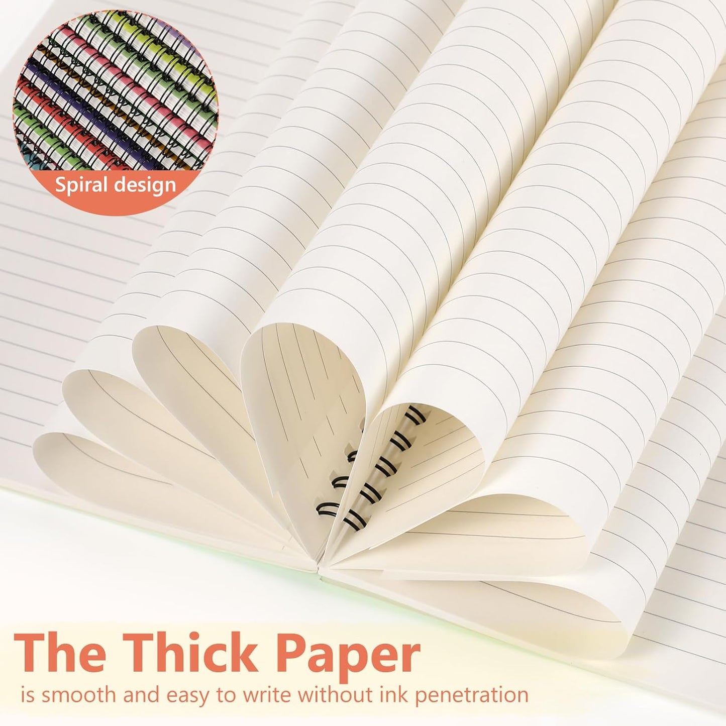 Fuutreo 12 Pcs Spiral Notebook for Work A5 8.3 x 5.7 Inch College Ruled Spiral Journal Notebook Kraft Cover Ruled Paper, 12 Color, 60 Sheets, 120 Pages for Office School (Innovative)