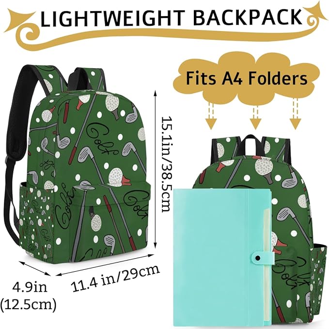 Golf Sport Kids Backpack for Boys Girls Sport Golf Ball Preschool Toddler Backpack Kindergarten Nursery Bookbag Travel Children Lightweight School Bag