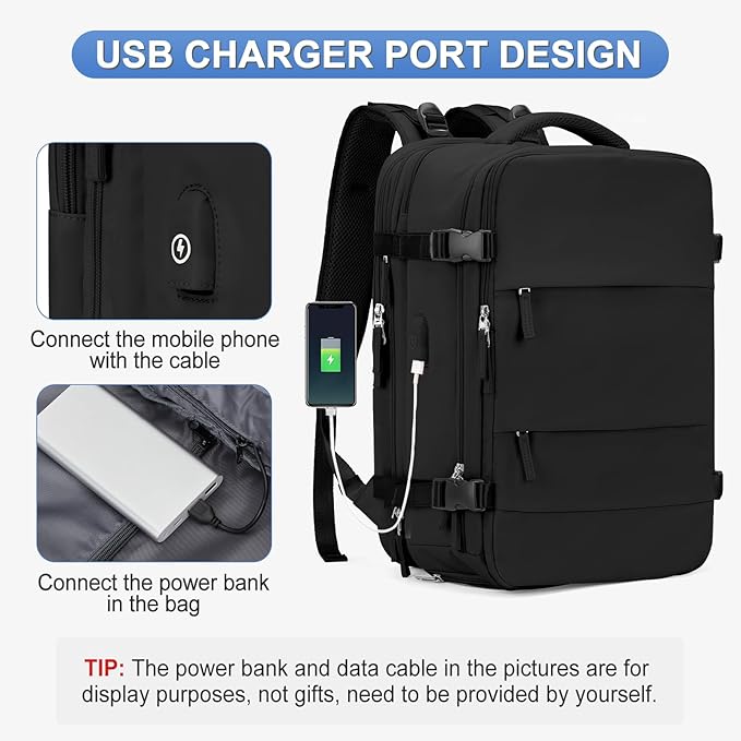 Casual Backpack Traveling Backpack, A-black, Expandable, Modern