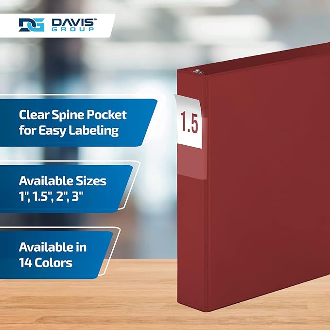 Premium Economy 6-Pack 3-Ring Binders for School or Office, D-Ring Binders, 1.5 Inch, Burgundy