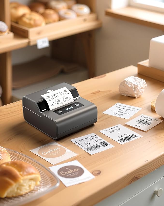 Phomemo M221 Label Maker, New Upgraded 3 Inch Bluetooth Thermal, Easier & More Stable, for Product, Address, Barcode, Small Business, Portable Label Printer DIY on Phone/PC, Space Gray,+100 Labels