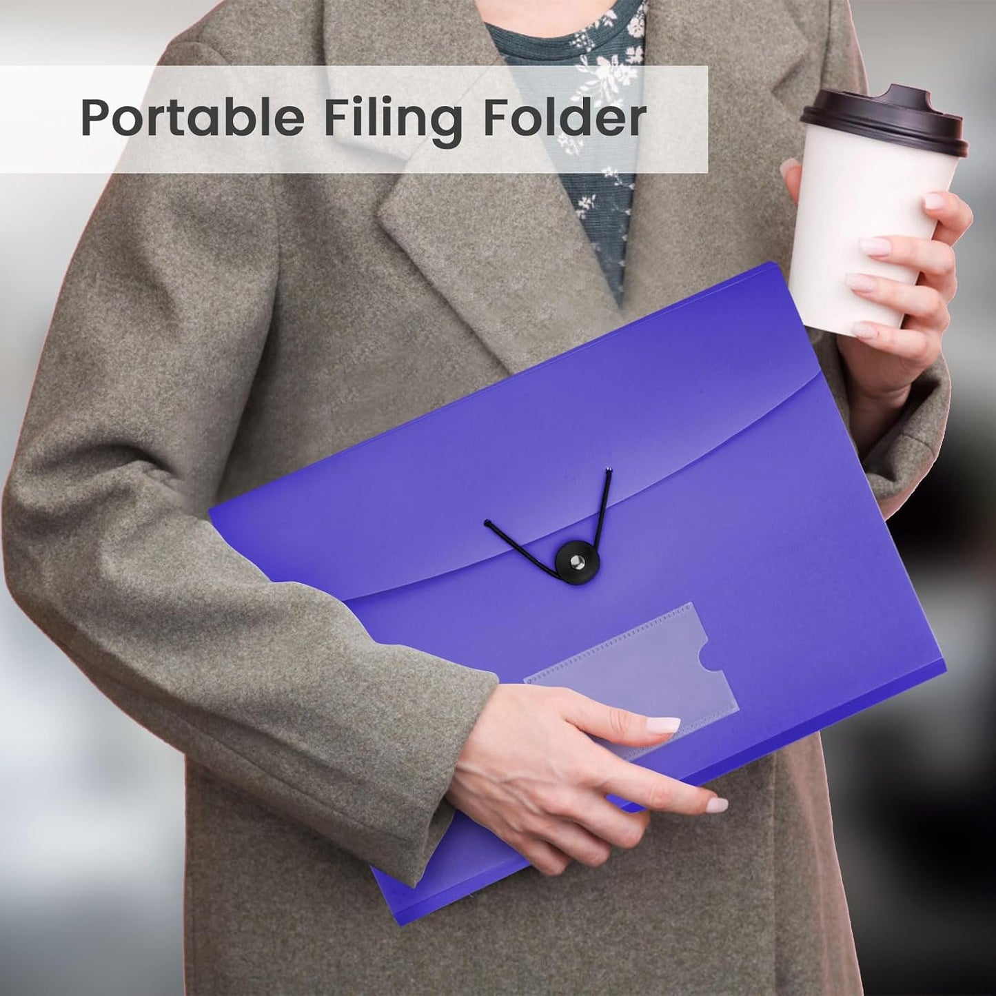 Accordion File Organizer, 7 Pockets Expanding File Folder with Labels, A4/Letter Size Portable Folders for Documents, Paper Organizer for School Office Supplies, Purple Blue