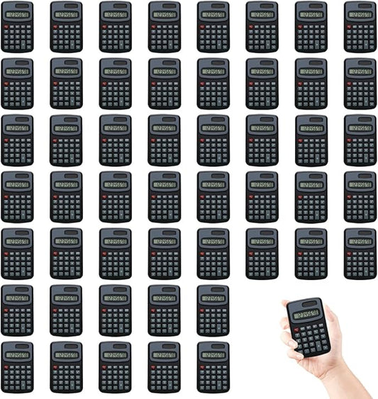 50 Pcs Small Basic Calculators Mini Calculator Pocket, 4 Function Calculator 8 Digit Display Basic Calculators for Office School and Home (Black)