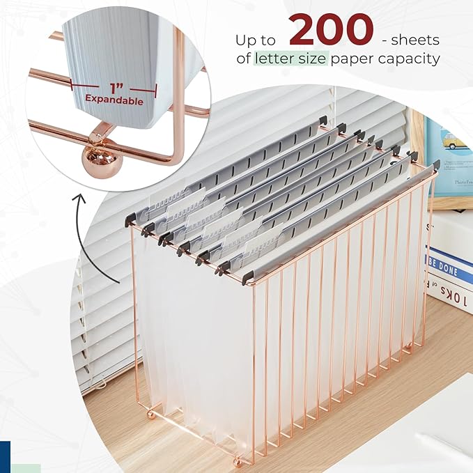 Y YOMA Plastic Hanging File Folders, Letter Size, 1” Expansion, 12 Pack Clear Reinforced Hanging Folders with Tabs Transparent Waterproof for Filing Cabinet Bulky Files Home Office