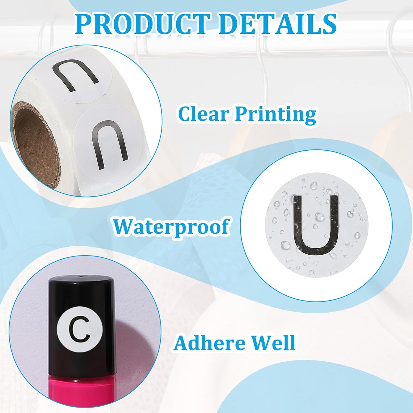 PATIKIL 1" Letter U Stickers, 4 Rolls Self-Adhesive Alphabet Round Circle Dots Labels for Organization Storage Inventory Boxes Scrapbook Craft 2000 Pcs Total