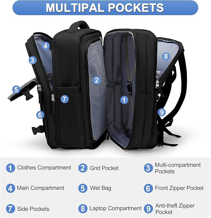 Casual Backpack Traveling Backpack, A-black, Expandable, Modern