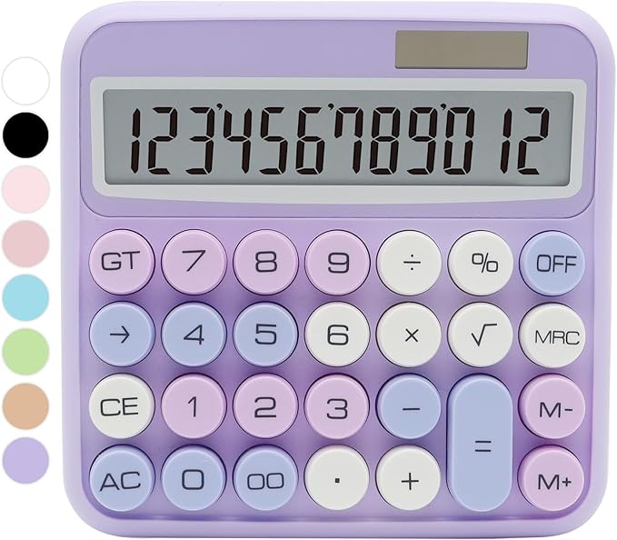 Purple Calculator, UPIHO 12 Digit with Large LCD Display and Big Buttons,Purple Office Accessories for Women Desk,Cute Calculator for Office,School, Home,Business