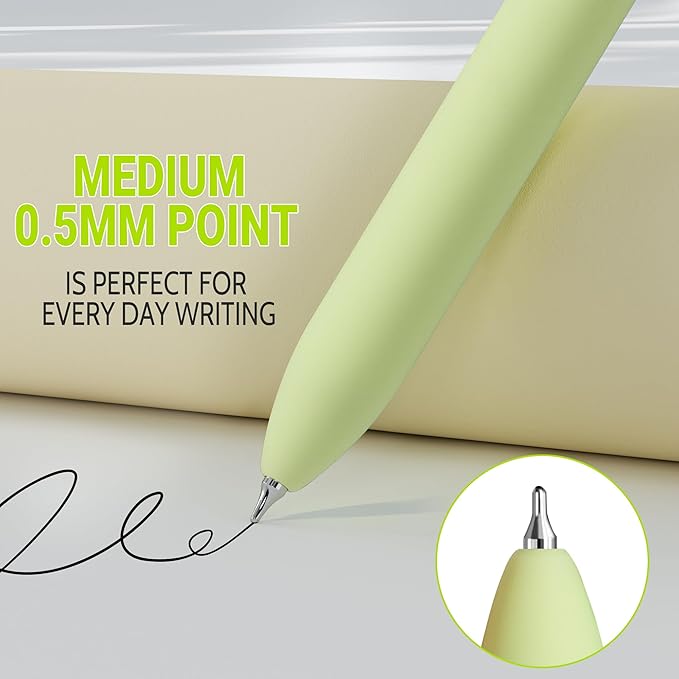 inkipen- 8 Pack Pens, Gel pens Black Ink, Fine Point(0.5mm),Quick-Drying Smooth Writing,School and Office Supplies