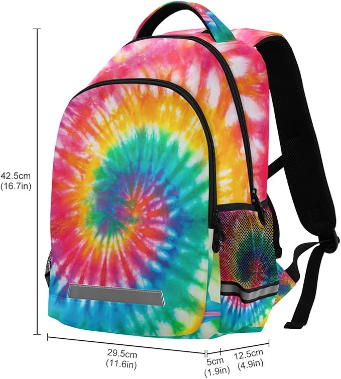 Tie Dye Rainbow Kids Backpack Girls Boys Elementary School Bookbag Travel Rucksack Laptop Bag