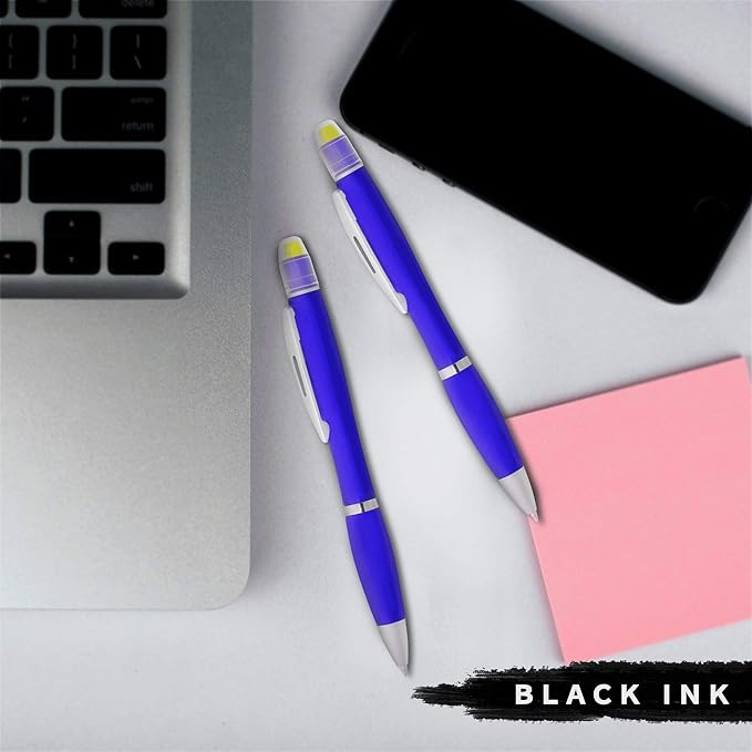 DISCOUNT PROMOS 10 Marathon Gel Highlighter Pens Pack - Twist Mechanism, Ballpoint - Blue