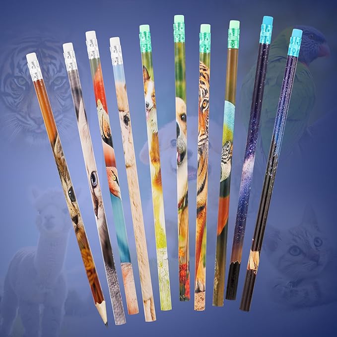 Kolewo4ever 100 Pieces Animal Pencils Galaxy Sky Pencils Alpaca Tiger Flamingo Natural Animal Pencils for Teachers Classrooms Reward Party Supplie School,Learning Activities (100)