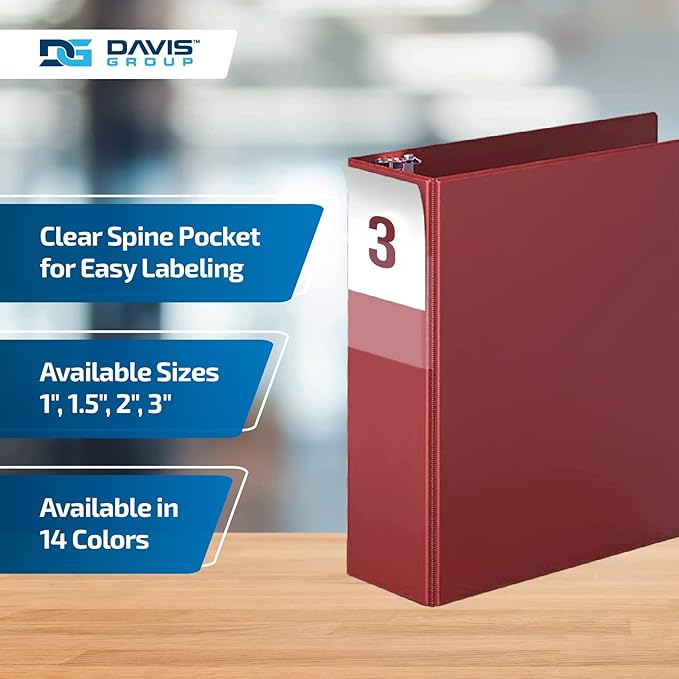 Premium Economy 6-Pack 3-Ring Binders for School or Office, D-Ring Binders, 3 Inch, Burgundy