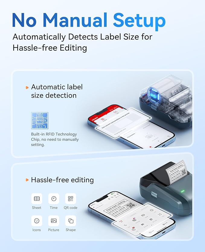 NIIMBOT B1 Label Maker Machine with Tape, Thermal Label Printer Easy to Use for Office, Home, Business, 2 Inch Label Maker with 2'' x1.18'' Labels-230pcs/Roll