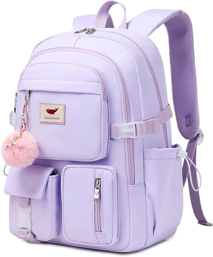 Laptop Backpack 15.6 Inch Kids Elementary Middle High School Bag College Backpacks Anti Theft Travel Back Pack Large Bookbags for Teens Girls Women Students (Purple)