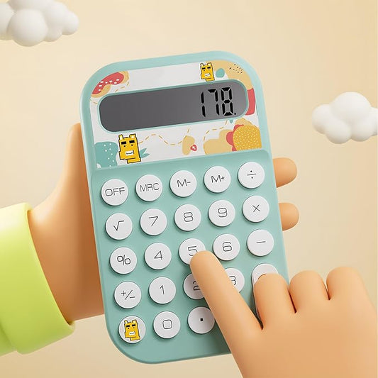 Pocket Calculator, Kids 8 Digit Small Desktop, LCD Display, Cute & Aesthetic Mini Calculator (Blue, S)