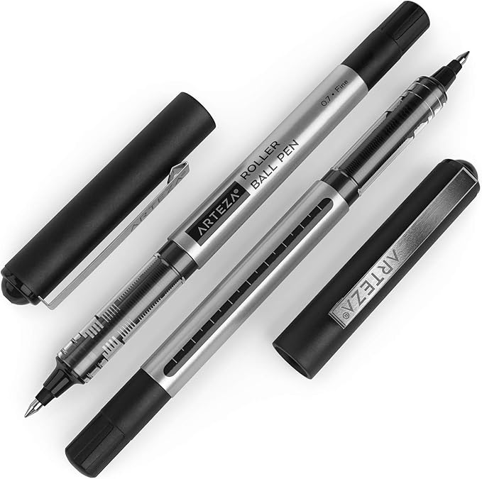 ARTEZA Rollerball Pens, Pack of 40 – Black Ink Fine Point Pens with 0.7 mm Tip for Journaling, Notetaking, Office Work, and Everyday Writing