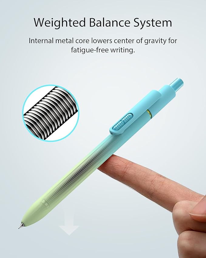 8pc Gel Pens, 0.7mm Black Ink, Medium Tip - Fast-Dry, No Bleed, Gradient Colors for Office & School