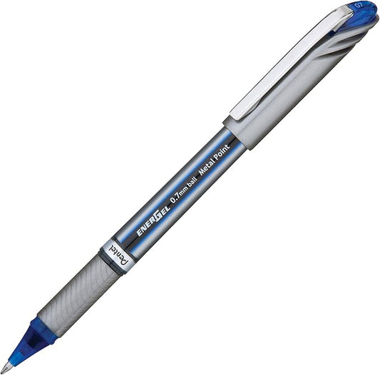 Pentel EnerGel NV 0.7mm Liquid Gel Pen, Medium Line, Blue Ink, Plastic Free Packaging 6 Pack (BL27PF6C)