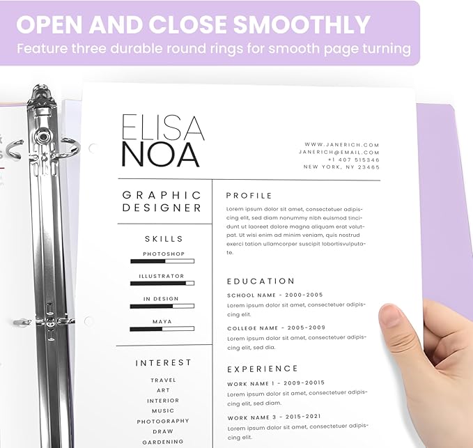 1 Inch Binders 3 Ring 4 Pack, PVC Free View Binder (Fits 8.5" x 11" Letter Size Papers), Perfect for School & Office Supplies, Pastel Colors