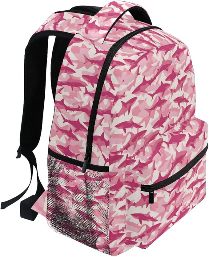 Pink Sharks Backpack for School Student Laptop Travel School Bag for Boys Girls Daypack
