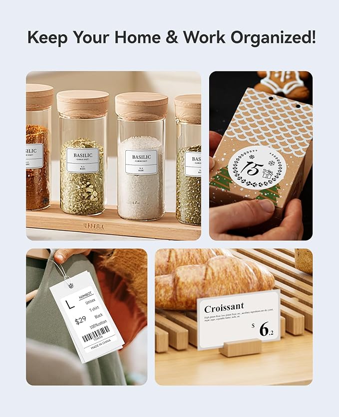 NIIMBOT B1 Label Maker Machine with Tape, Label Printer with 3 Rolls Stickers, 50x30mm/50x80mm White Label /50x50 Round Paper for Office Supplies, Home, Business