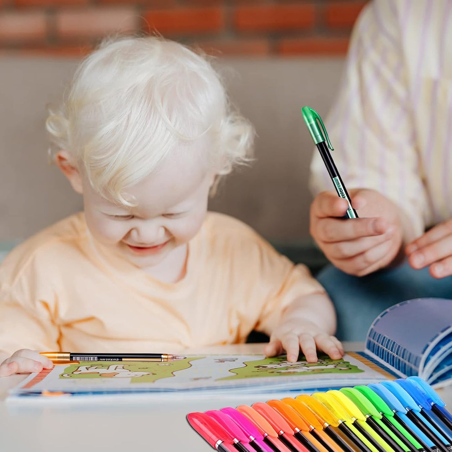 Lemical 48pcs Gel Ink Pens - 4 Types (12 Pastel, 12 Neon, 12 Metallic, 12 Glitter) Colors Drawing Pens for Greeting Cards, Coloring Books, Office Art