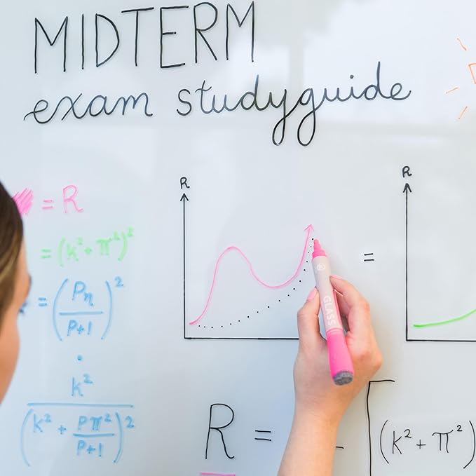 U Brands Bold Tip Liquid Glass Whiteboard Markers with Eraser for Glass Boards, Dry Erase Boards, and Chalk Boards, Assorted Bright Colors, Set of 12